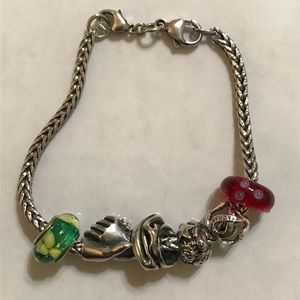 Sterling Bracelet with Troll Charm Beads